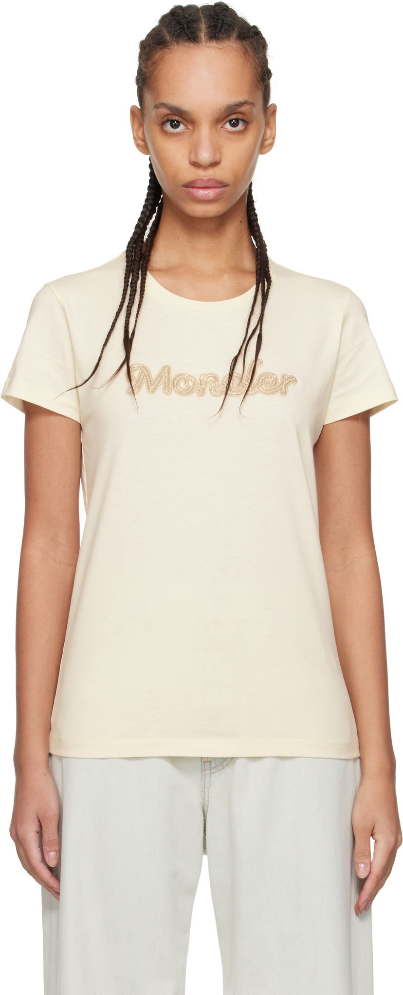 Majica kratkih rukava Moncler Moncler Logo S/S T-Shirt Bež | K10938C0000989AUO
