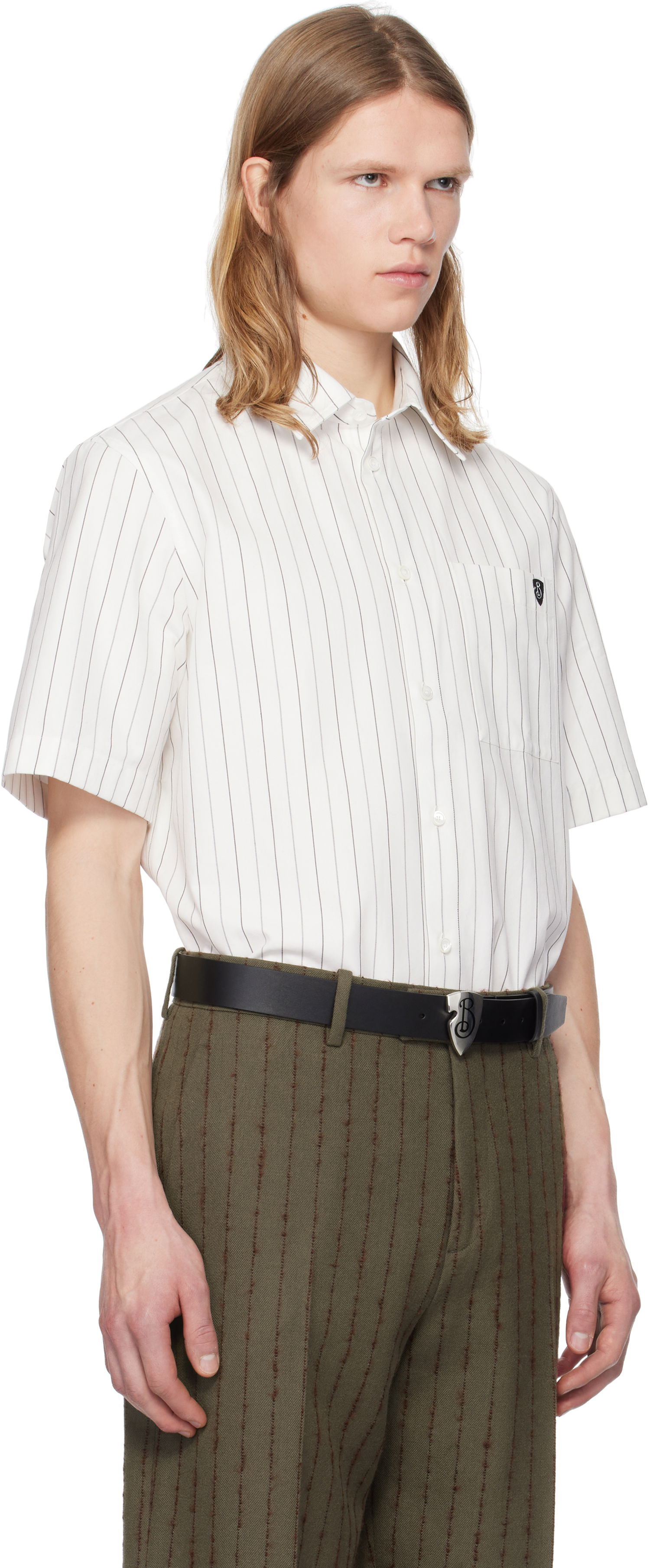 Košulja Burberry Burberry Pinstripe Short Sleeve Shirt Bijela | 8102569, 1