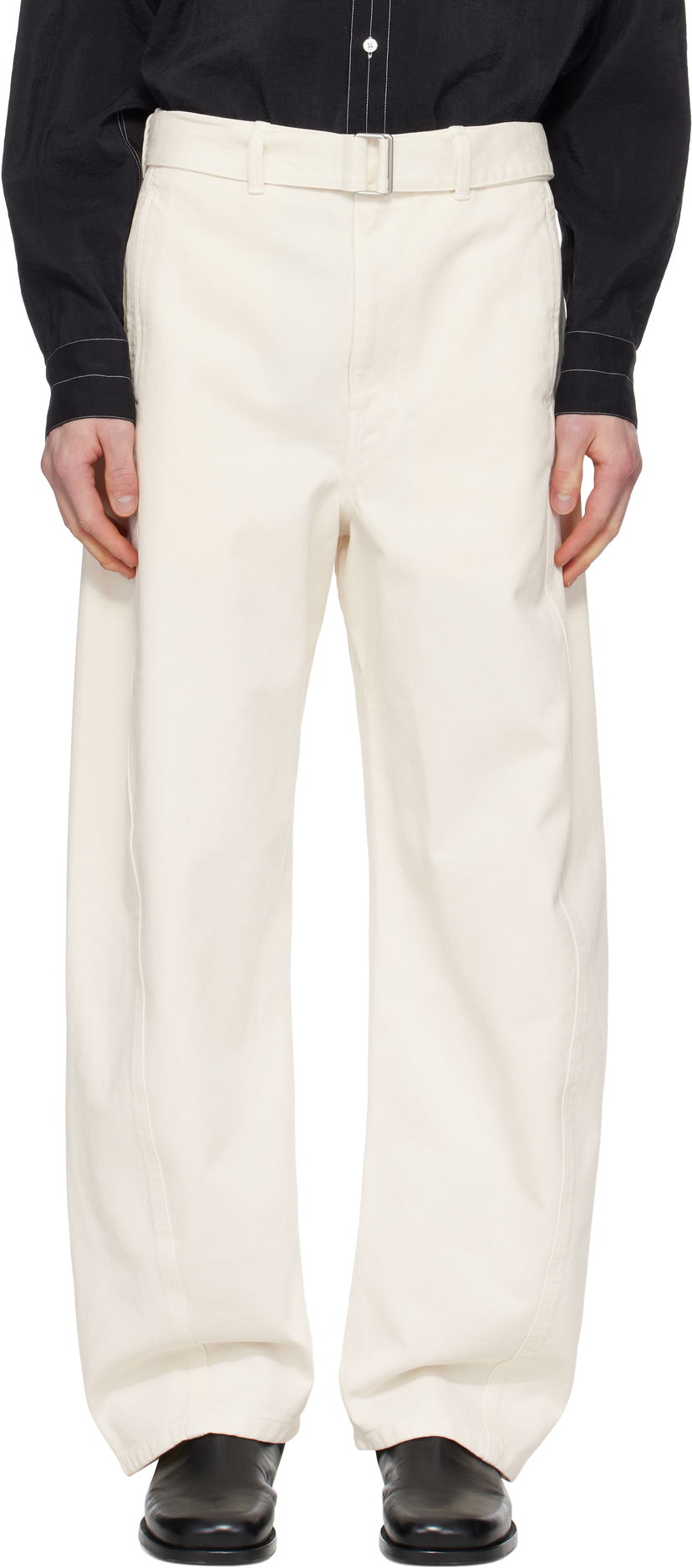 Hlače LEMAIRE Lemaire Twisted Belted Trousers Bijela | PA326 LD1034