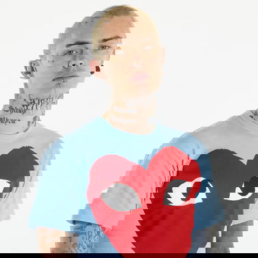 Majica kratkih rukava Comme des Garçons PLAY Short Sleeve Logo Print T-Shirt UNISEX Blue Plava | AZT274 blue, 3