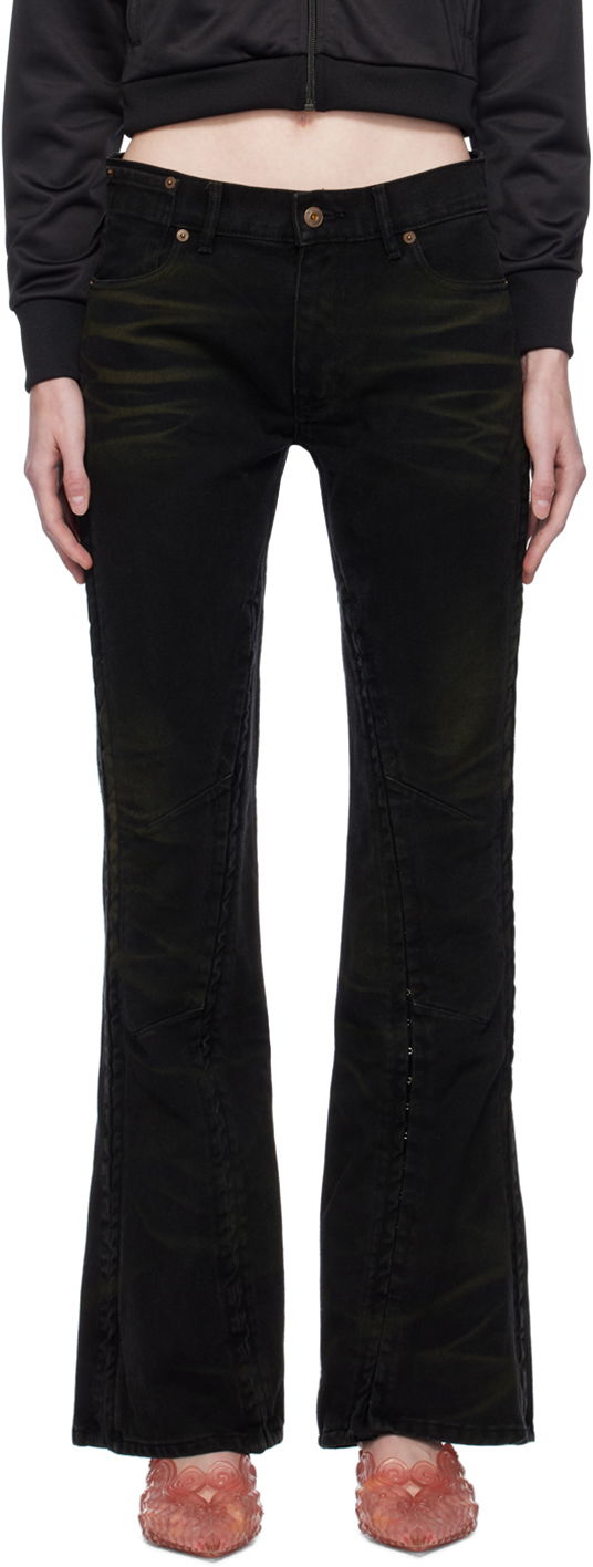 Jeans Y/PROJECT Black Hook and Eye Jeans Crna | WJEAN43-S25