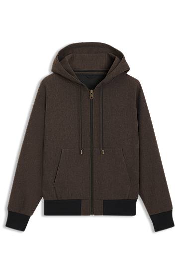 Bomber jakna BOSS Modern-fit hooded jacket in herringbone cloth Smeđa | 50544683