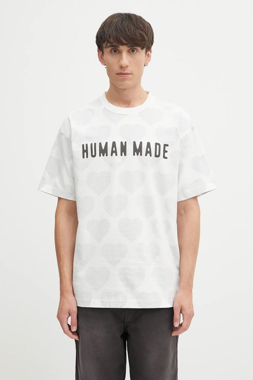 Majica kratkih rukava Human Made Human Made Knitted Hearts Print T-Shirt Bijela | HM29CS034