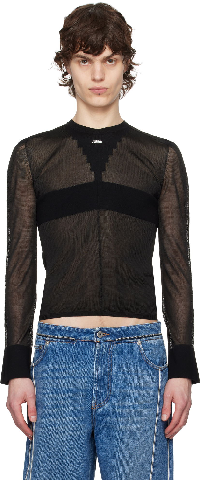 Džemper Jean Paul Gaultier Jean Paul Gaultier Logo Knit Sweater Crna | 25/33-F-PL068-M083-00