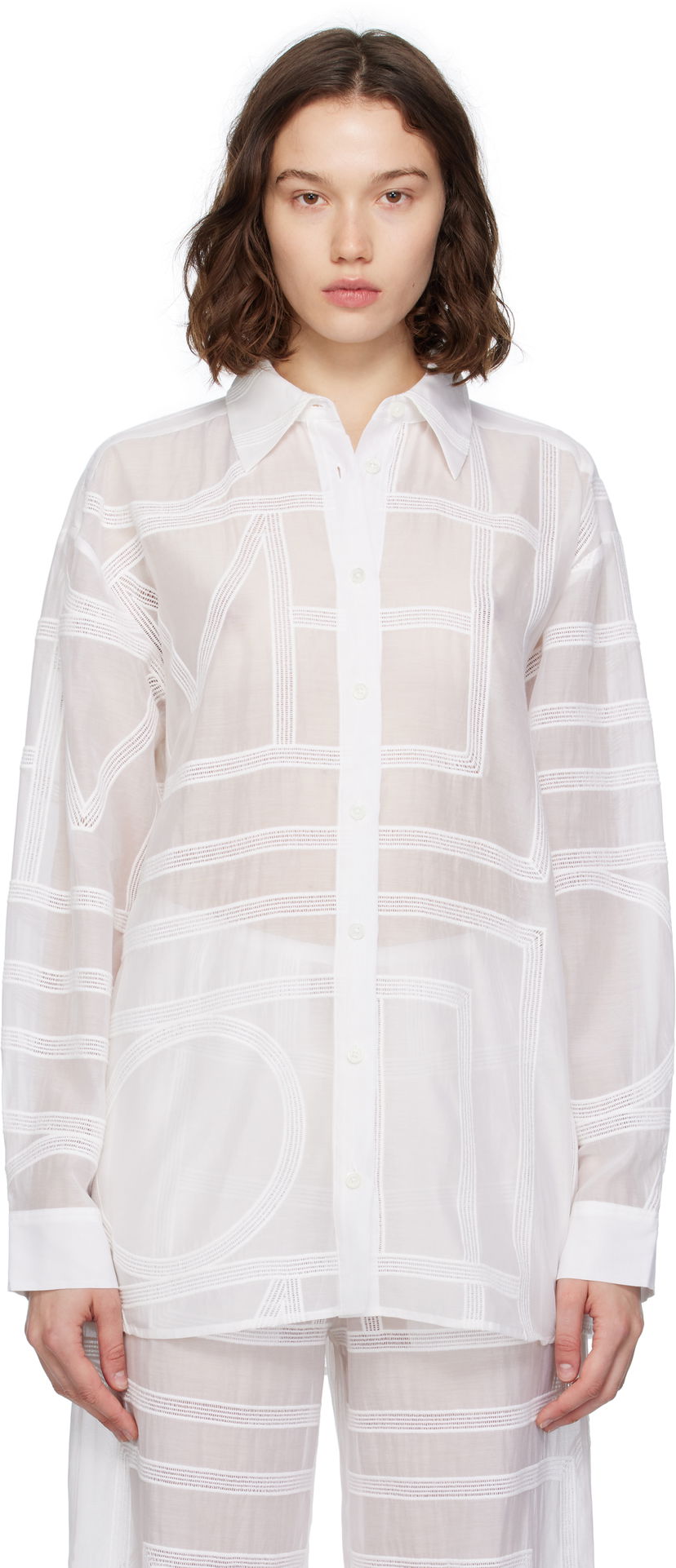 Košulja TOTEME TOTEME Classic Crochet Shirt Bijela | 253-WRT0480-FB0441