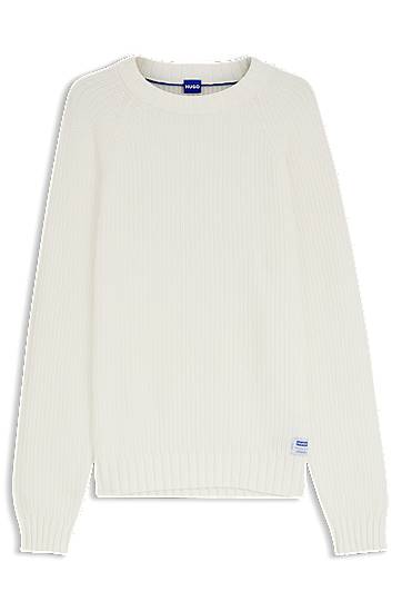 Džemper BOSS Rib-knit crew-neck sweater in cotton Bijela | 50551398