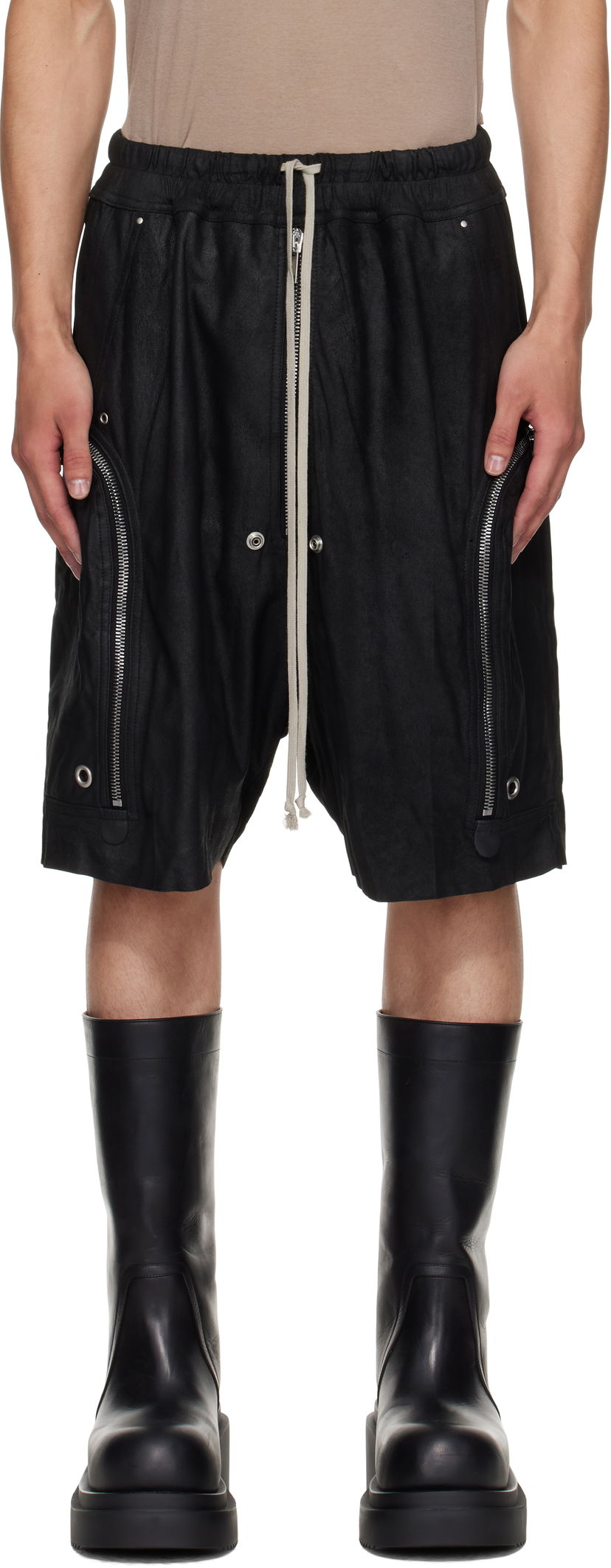 Kratke hlače Rick Owens Rick Owens Bauhaus Bela Leather Shorts Crna | RU02E1392 LBA