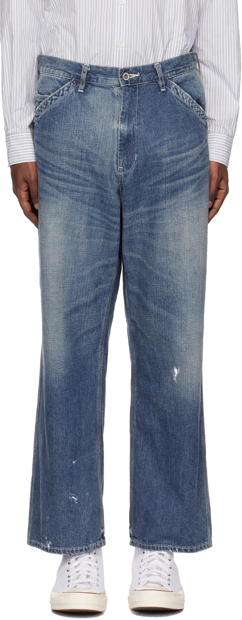 Jeans Neighborhood Washed Utility Jeans Plava | 242SPNH-PTM04