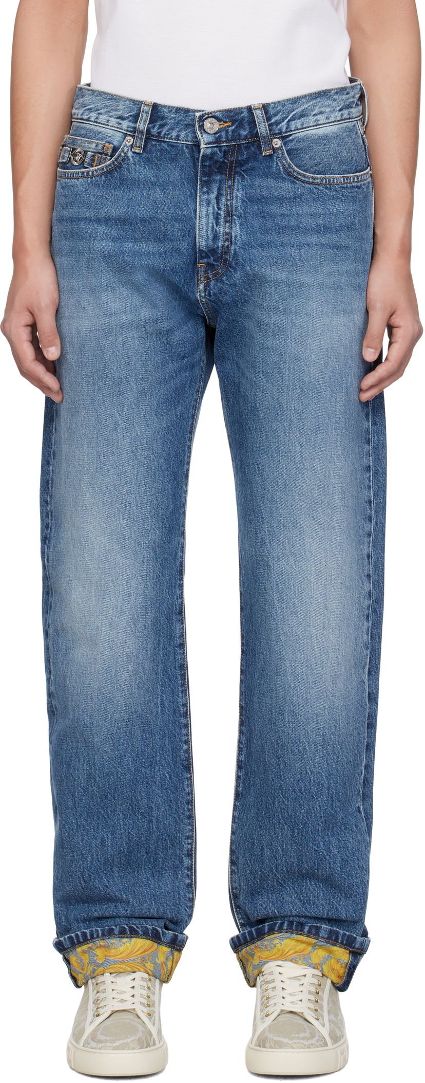Jeans Versace Versace Stonewashed Cuffed Jeans Plava | 1018013_1A12886