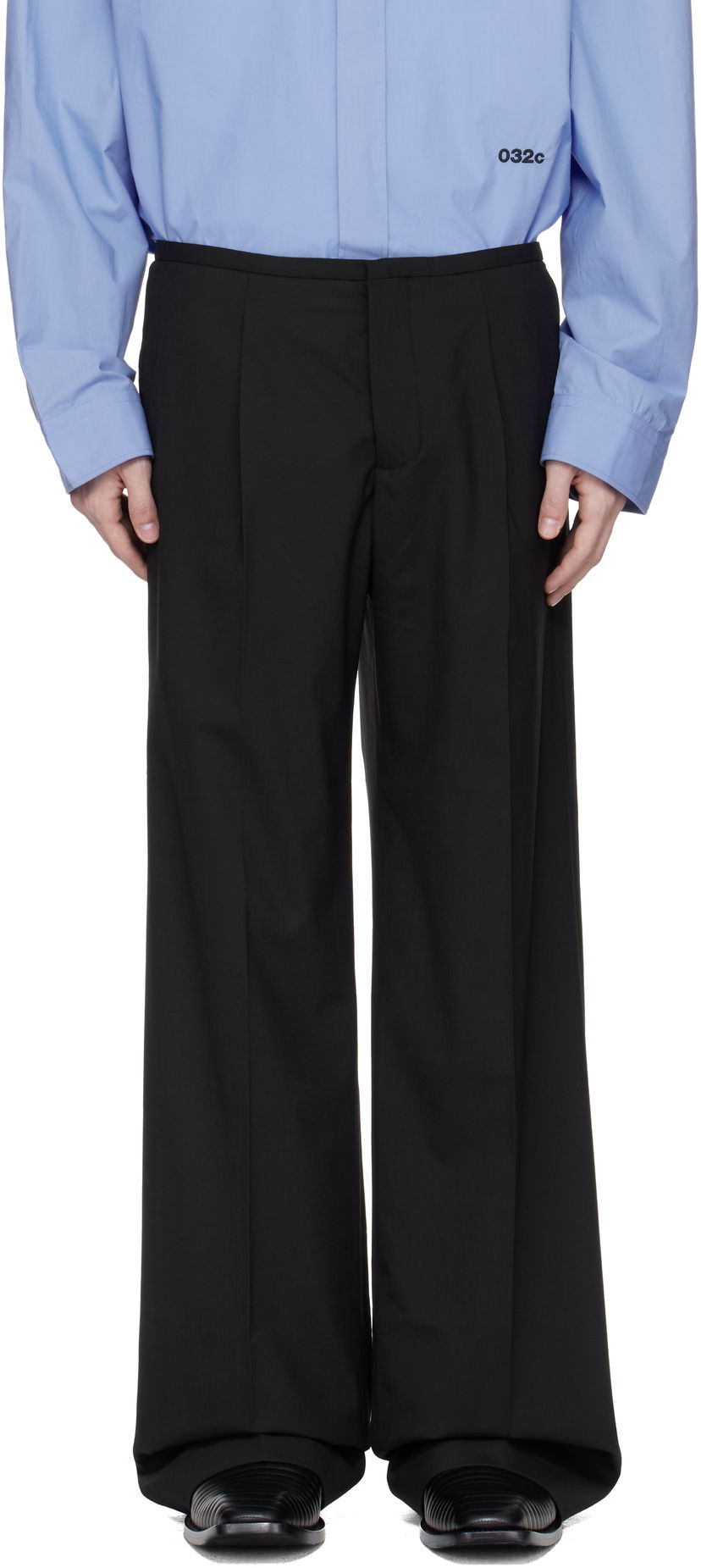 Hlače 032C 032c 'Office Attire' Wide Leg Suit Trousers Crna | S25-MRW-0903-000