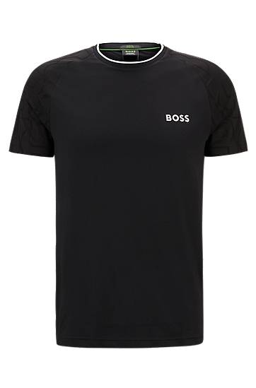 Majica kratkih rukava BOSS Matteo Berrettini Stretch-Jersey T-Shirt with Signature Details Crna | 50521983
