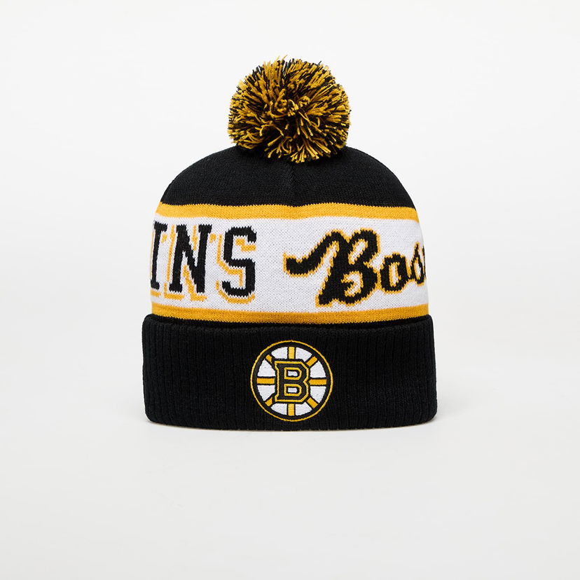 Kapica Mitchell & Ness NHL Block Sweep Pom Knit Boston Bruins Beanie Crna | HK8955-BBNBLCK