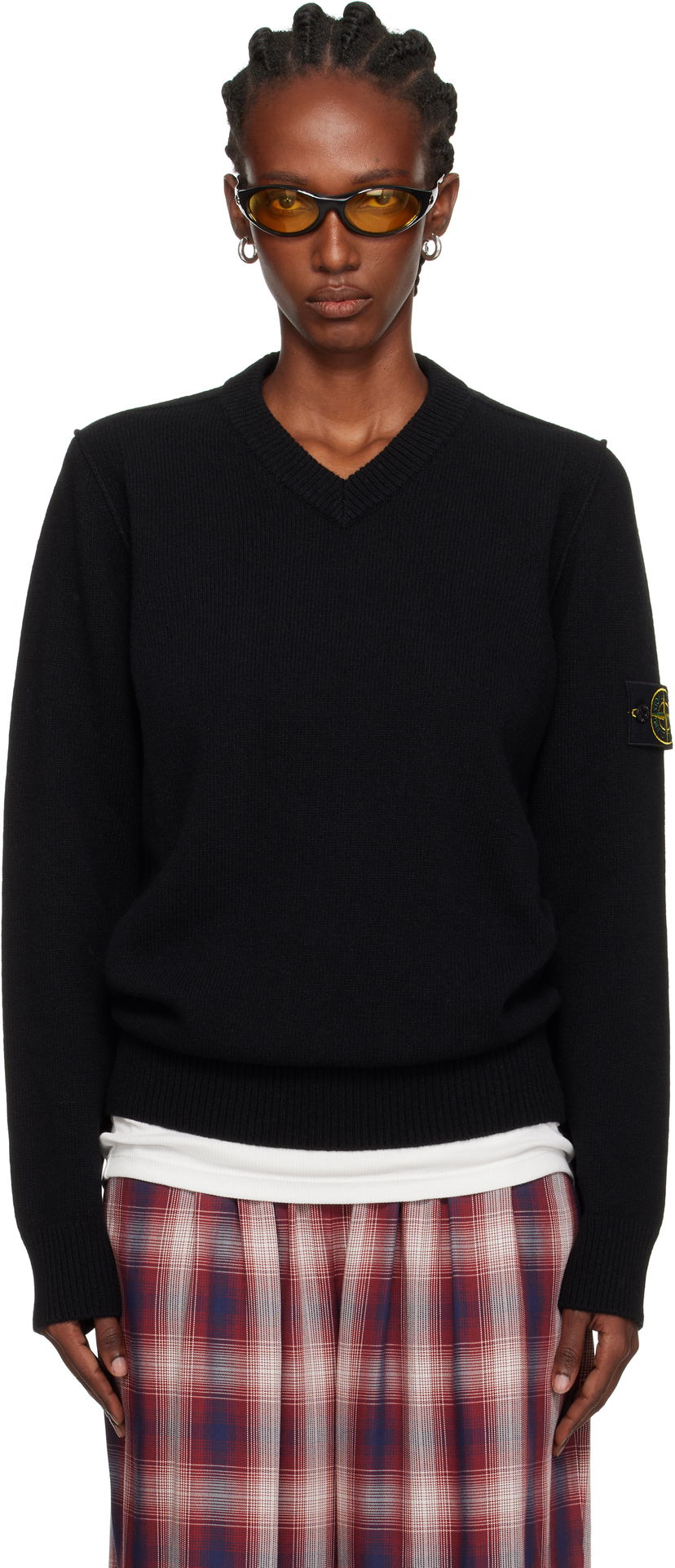 Džemper Stone Island Stone Island Lambswool V-Neck Sweater Crna | K2S15 5100033 S00A3