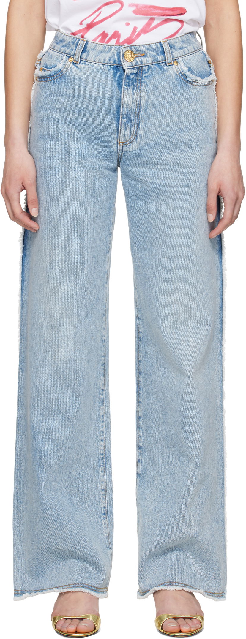 Jeans Balmain Balmain Straight-Leg Jeans Plava | EF0MI050DF75