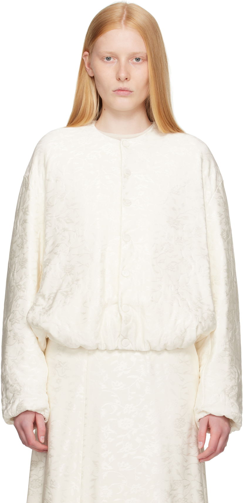 Jakna Jil Sander Jil Sander Jacquard Bomber Jacket Bijela | J03BN0186_J20300
