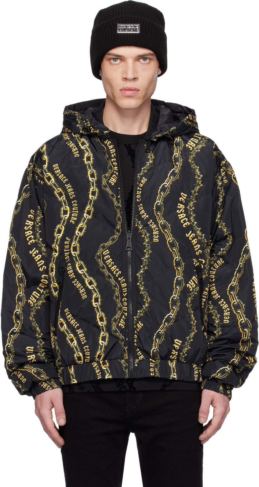 Pernata jakna Versace Chain Couture Reversible Puffer Jacket Crna | E77GAUD17_ECQD56