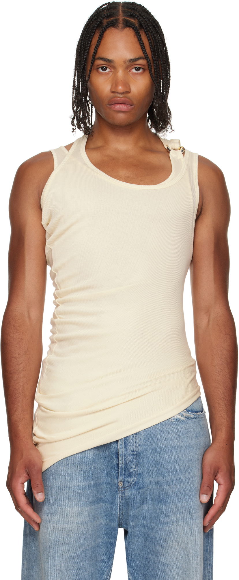 Majica bez rukava Jean Paul Gaultier Jean Paul Gaultier 'Gaultier' Piercing Tank Top Bež | 25/03-W-TO292-J000-03