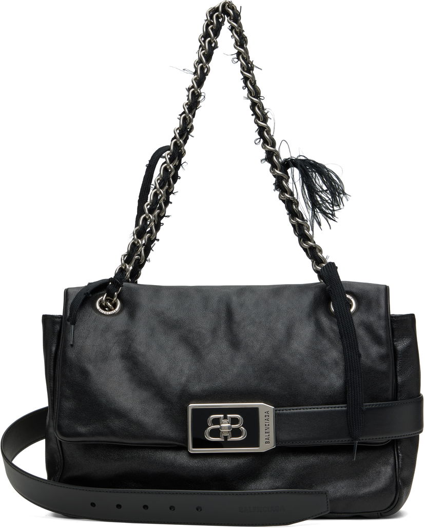 Torba za rame Balenciaga Balenciaga Modu Flap Medium Chain Bag Crna | 811781 2ABIV