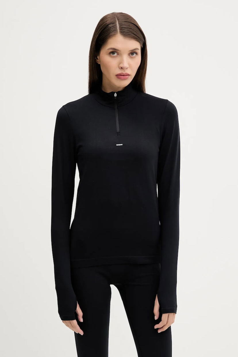 Majica kratkih rukava PANGAIA Pangaia Plant-Stretch Zipped Long Sleeve Top Crna | 10002426