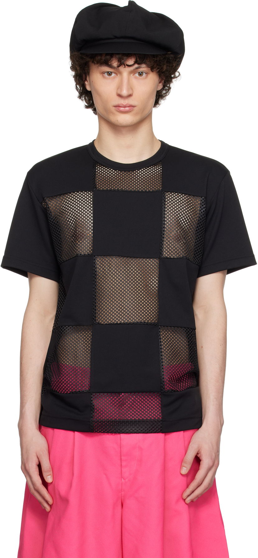 Majica kratkih rukava Comme des Garçons Homme Plus Piqué & Mesh Panel T-Shirt Crna | PO-T006-051