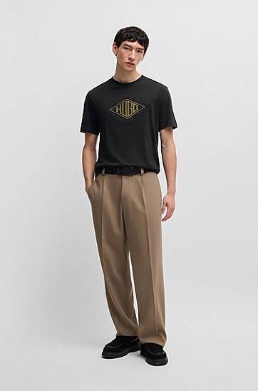 Majica kratkih rukava BOSS HUGO T-Shirt with Geometric Logo Embroidery Crna | 50534934, 1