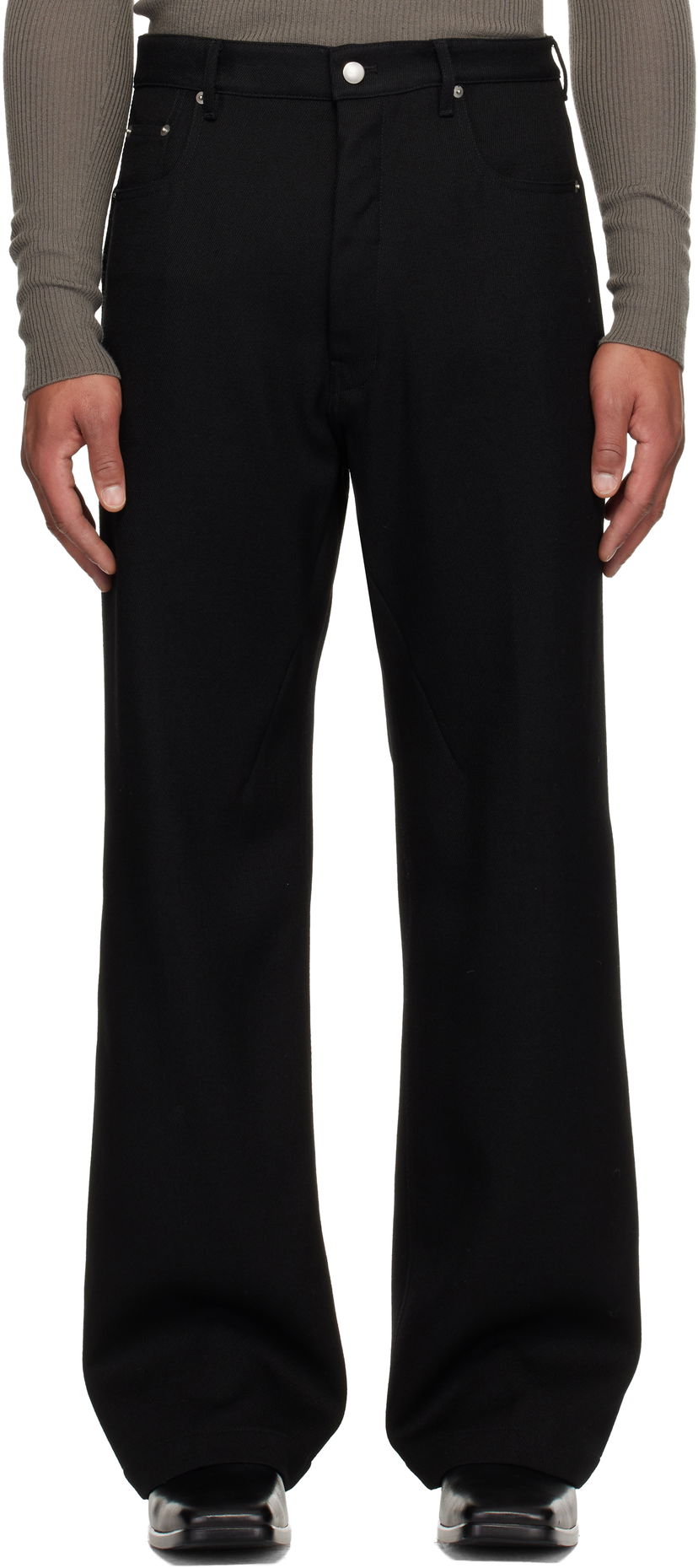 Hlače Rick Owens Concordians Geth Wide-leg Twill Trousers Crna | RU02E1333 WD