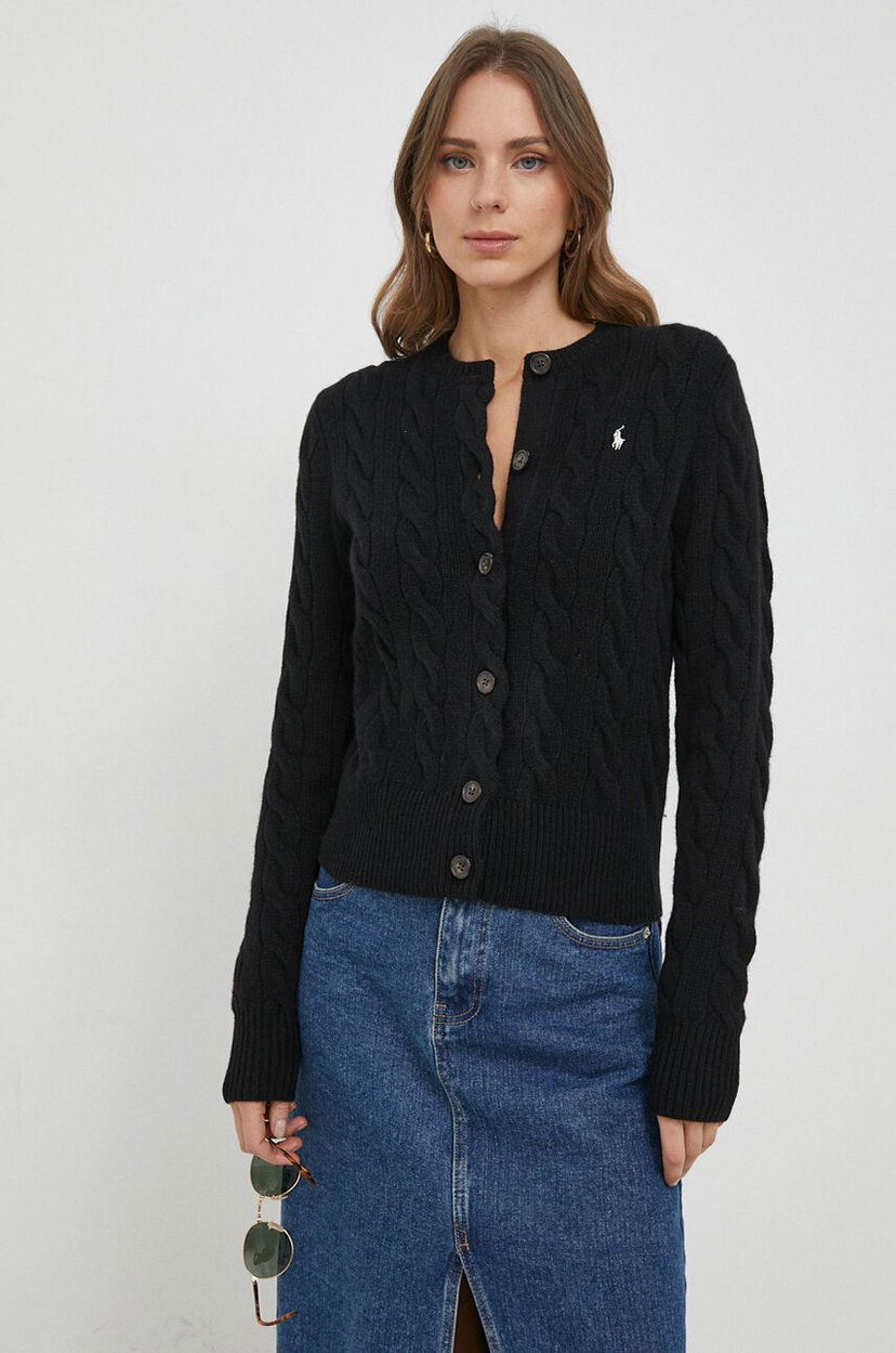 Džemper Polo by Ralph Lauren Cable Knit Cardigan Crna | 211910443