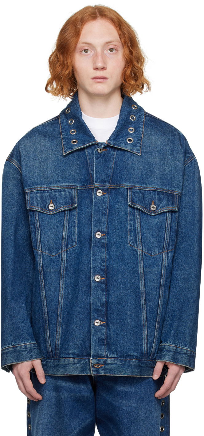 Jakna Off-White Eyelet Denim Jacket Plava | OMYE090F23DEN0074400