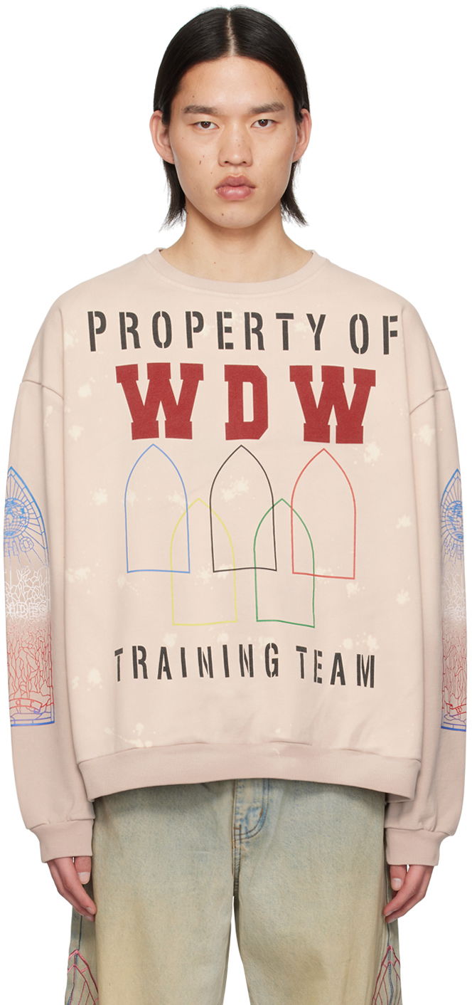 Dukserice Who Decides War Oversized Graphic Crewneck 'Training Team' Sweatshirt Bež | 1110460033SS24