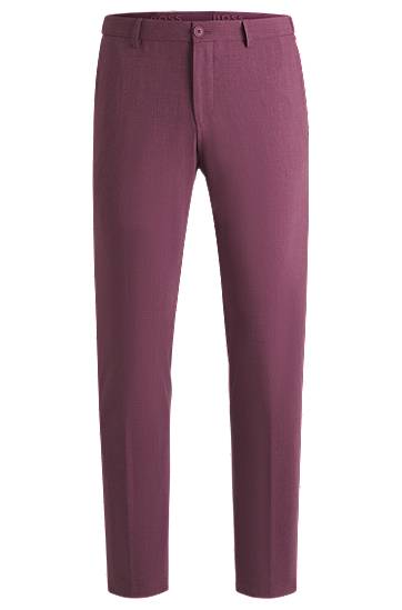 Hlače BOSS Slim-Fit Micro-Patterned Stretch Suit Trousers Ljubičasta | 50535040