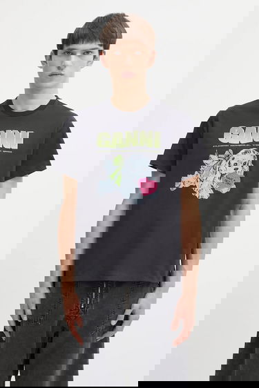 Majica kratkih rukava GANNI Basic Cotton Jersey Neon Puppy T-Shirt Crna | T4333, 0