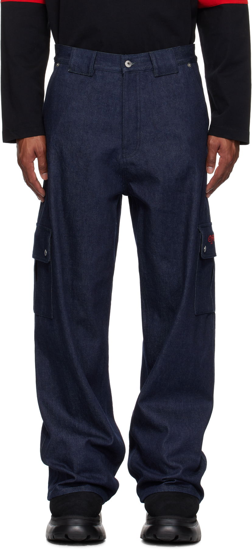 Cargo hlače Off-White Script Raw Denim Cargo Pants Plava | OMYA18FF24DEN0014225
