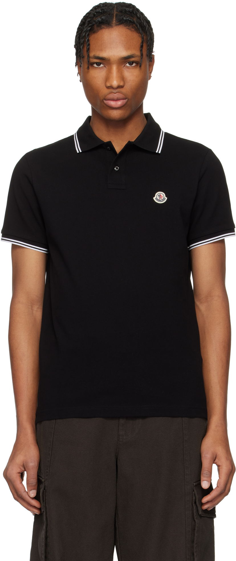 Polo majica Moncler Moncler Cotton Piquet Polo with Striped Trim Crna | K10918A0003184556