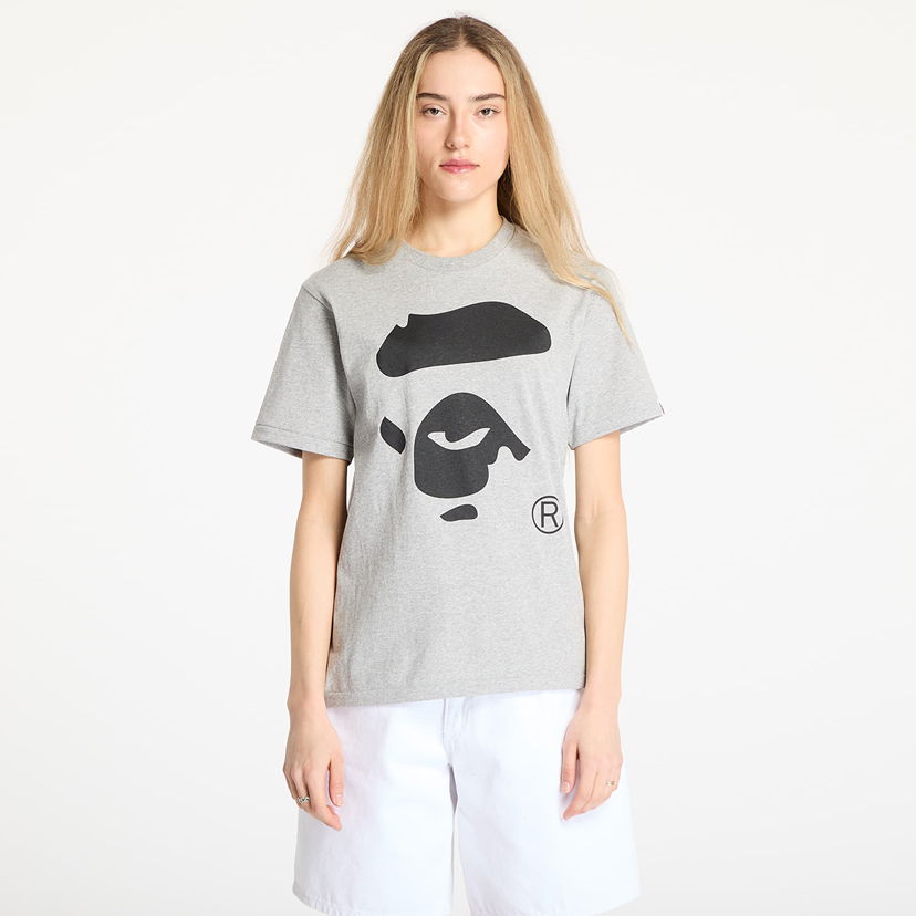 Majica kratkih rukava BAPE A BATHING APE Ape Face T-Shirt Siva | 001TEL301003MGRA