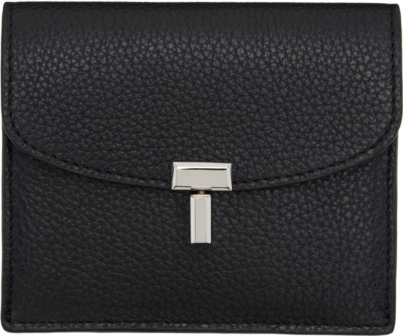 Novčanik TOTEME TOTEME T-Lock Grained-Leather Card Holder Crna | 253-WAM0042-LE0030