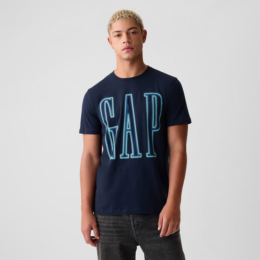 Majica kratkih rukava GAP Neon Logo Tee Tapestry Navy Crna | 884728-01