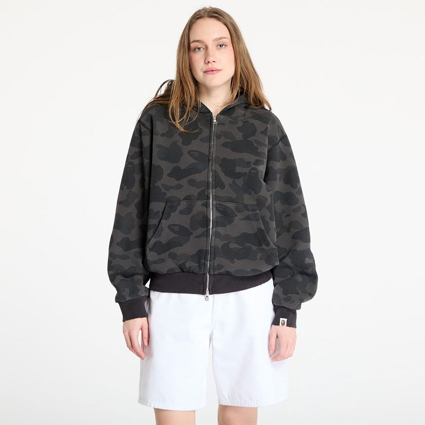 Dukserice BAPE A BATHING APE 1St Camo Heavy Wash Cropped Fit Zip Hoodie Siva | 001ZPL301308MBLK