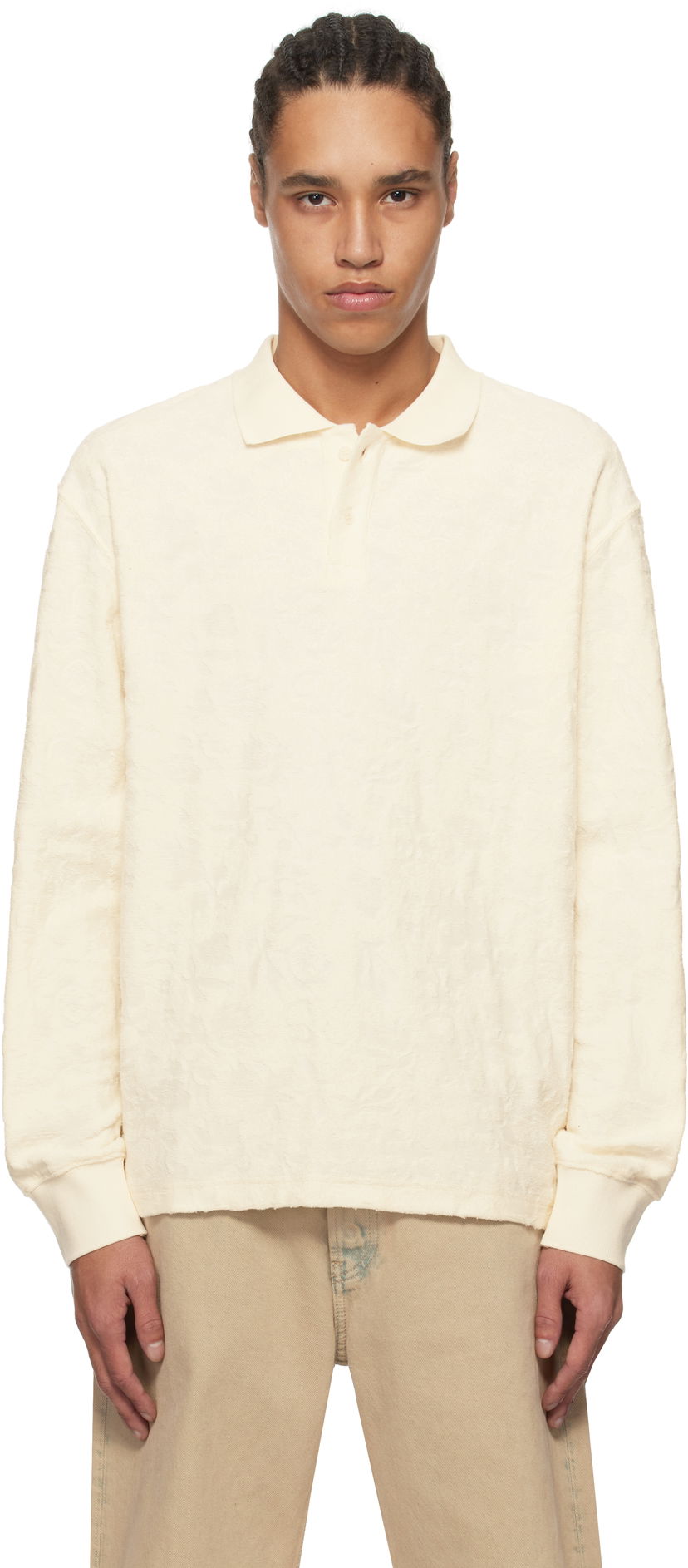 Polo majica Soulland Soulland Robert Plush Long Sleeve Polo Bijela | 51000-1308