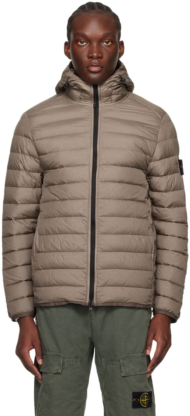 Pernata jakna Stone Island Patch Down Jacket Smeđa | 801540124