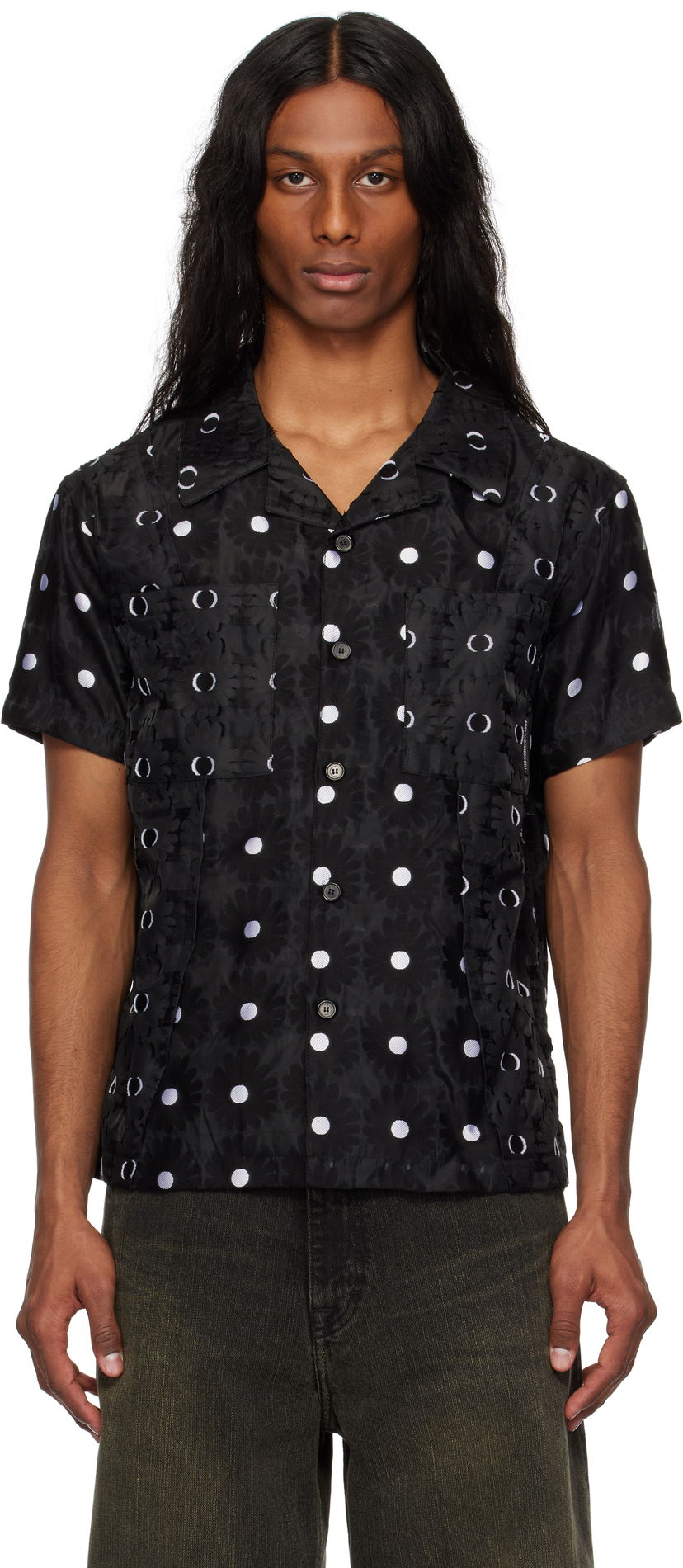 Košulja Andersson Bell Andersson Bell Half Sheer Flower Shirt Crna | atb1276m