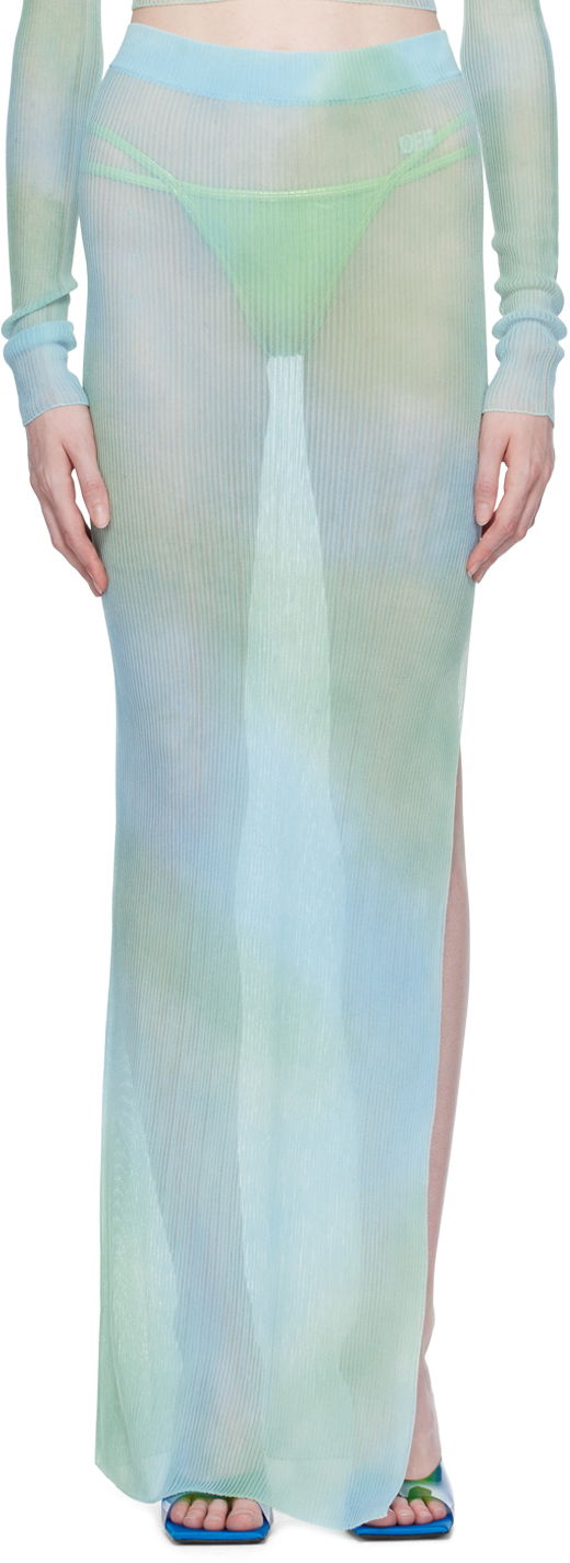Suknja Off-White Off-White Tie-Dye Midi Skirt Plava | OWHL027S23KNI0014001