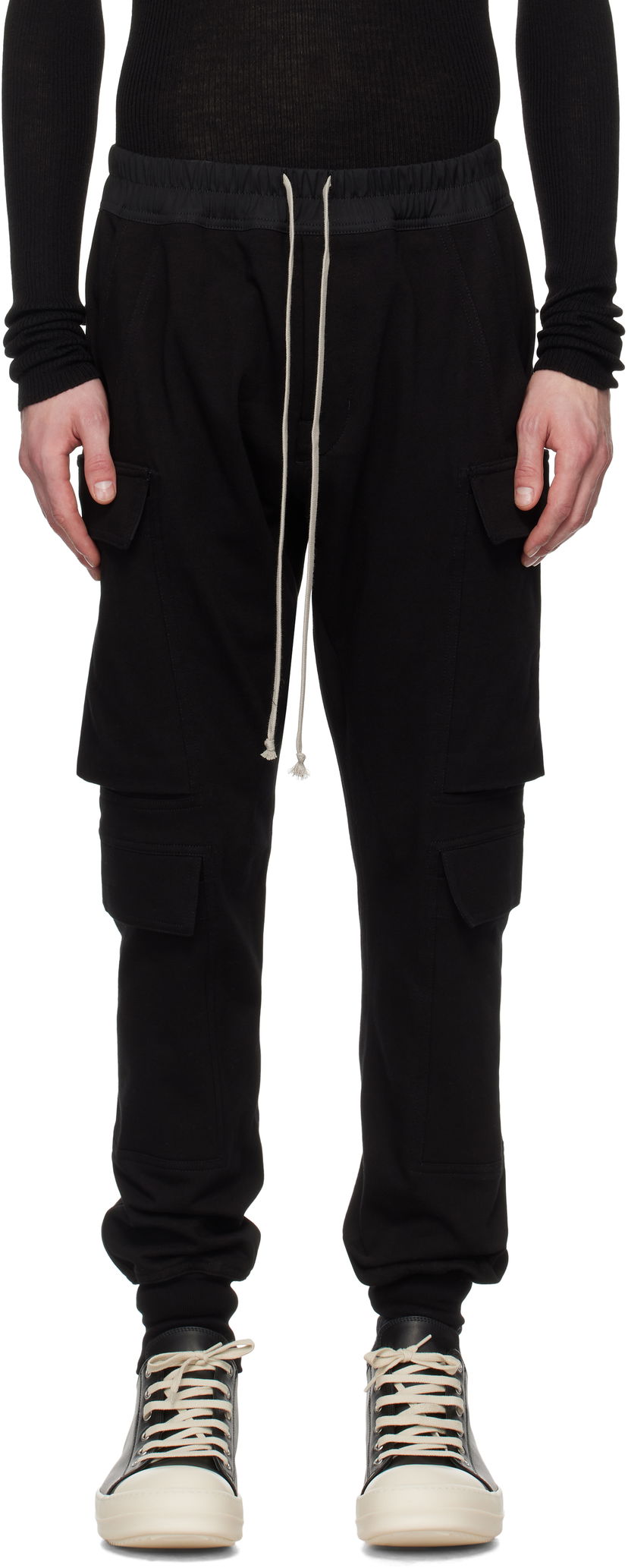 Cargo hlače Rick Owens Rick Owens Hollywood Mastodon Megacargo Pants Crna | RU01E5337 BA