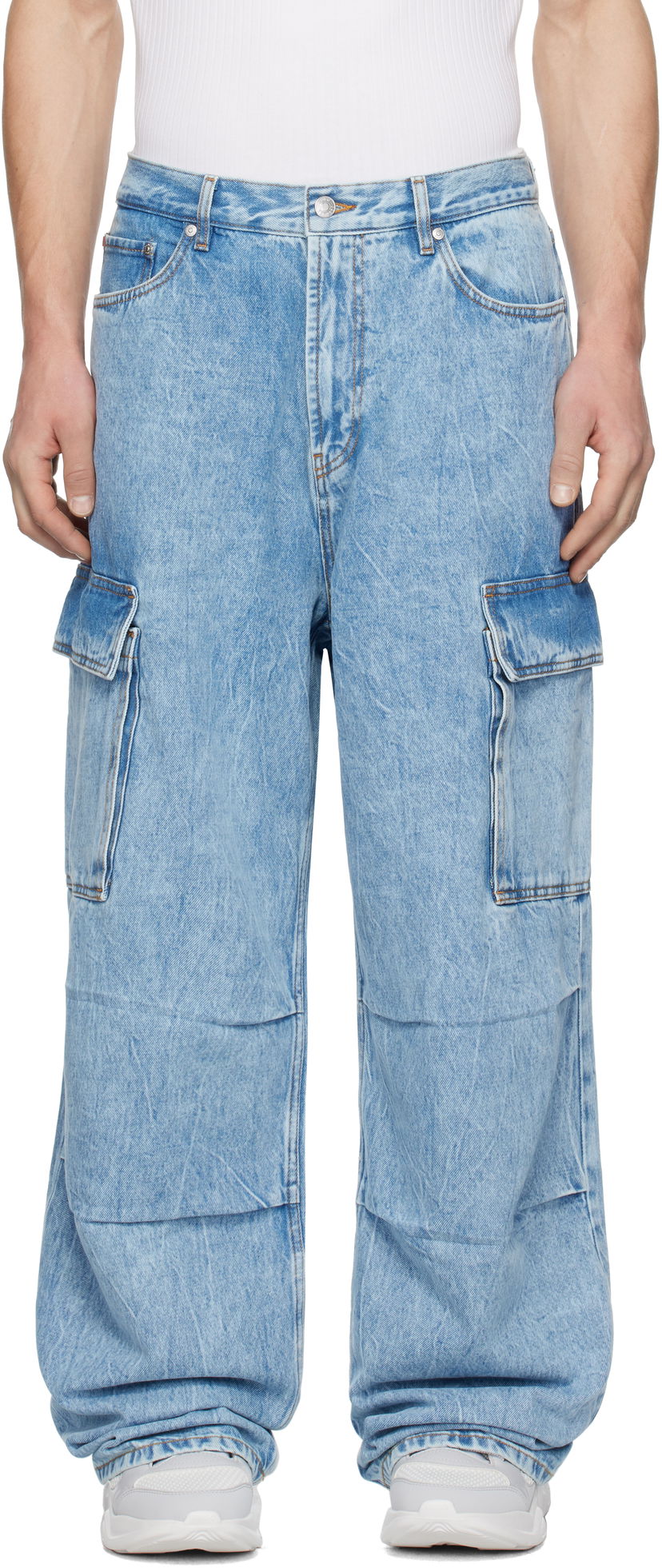 Jeans BOSS Hugo Loose-Fit Cargo Denim Pants Plava | 50539212