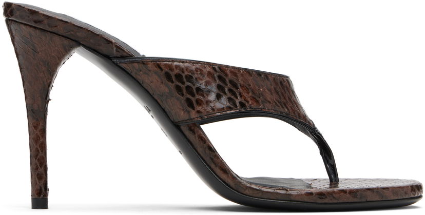 Tenisice i cipele Alaïa ALAÏA Thong Elaphe Leather Mule Sandals Smeđa | AA3S133CK326