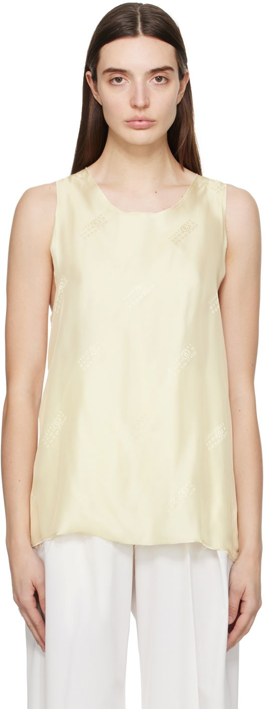 Majica bez rukava Maison Margiela MM6 Raw Edge Tank Top Bež | SH0NL0002 STJ394
