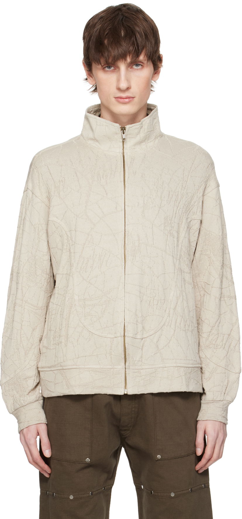 Dukserice Serapis Serapis Knit Wave Track Jacket Bež | SS25_TJ_2