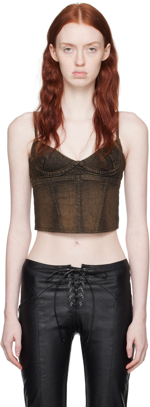 Majica bez rukava Miaou Miaou Kiko Denim Tank Top Smeđa | 7075RWDOCH