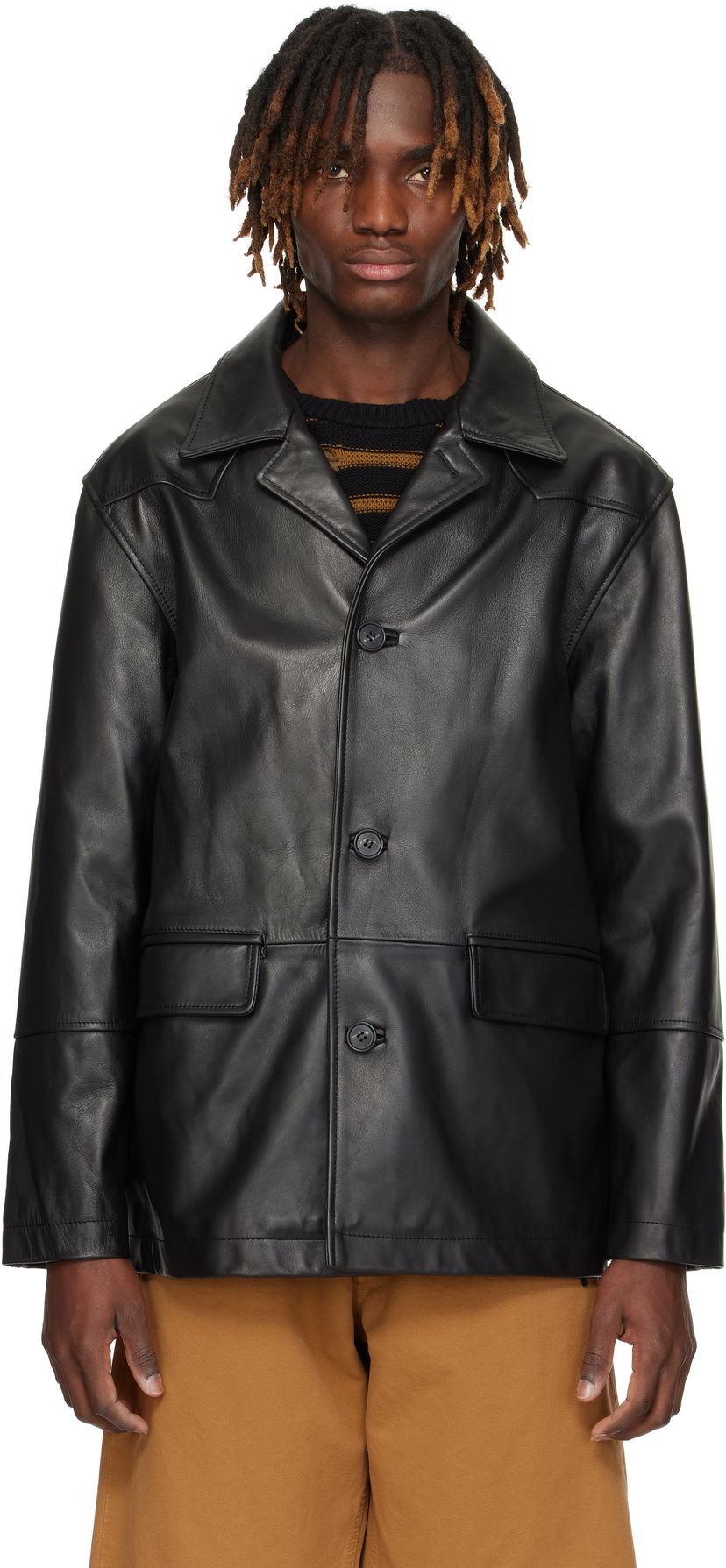 Kaputi Maison Margiela MM6 Maison Margiela Sports Leather Jacket Crna | SH0AM0045 M07005