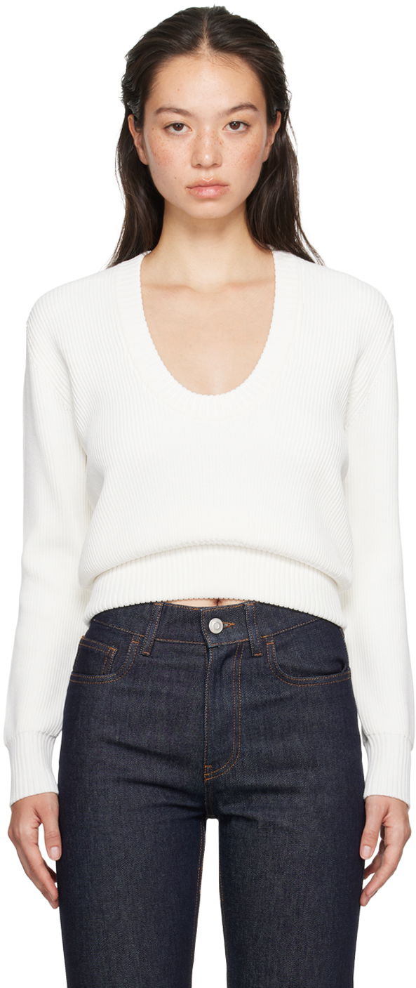 Džemper Coperni Coperni Knitted Long Sleeve Sweater Bijela | COPML110Y3003