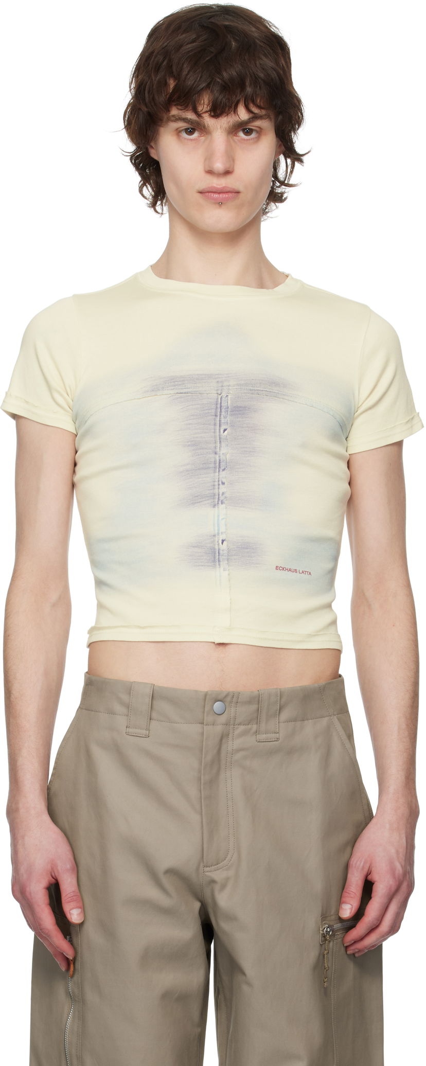 Crop top Eckhaus Latta Eckhaus Latta Lapped Baby T-Shirt Žuta | 303-EL-PS25-O - OASIS